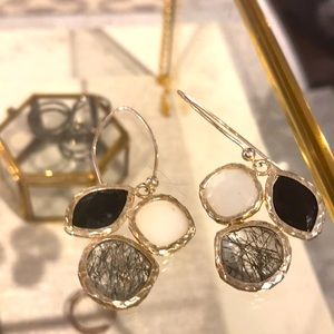 Sterling silver genuine stone drop earrings